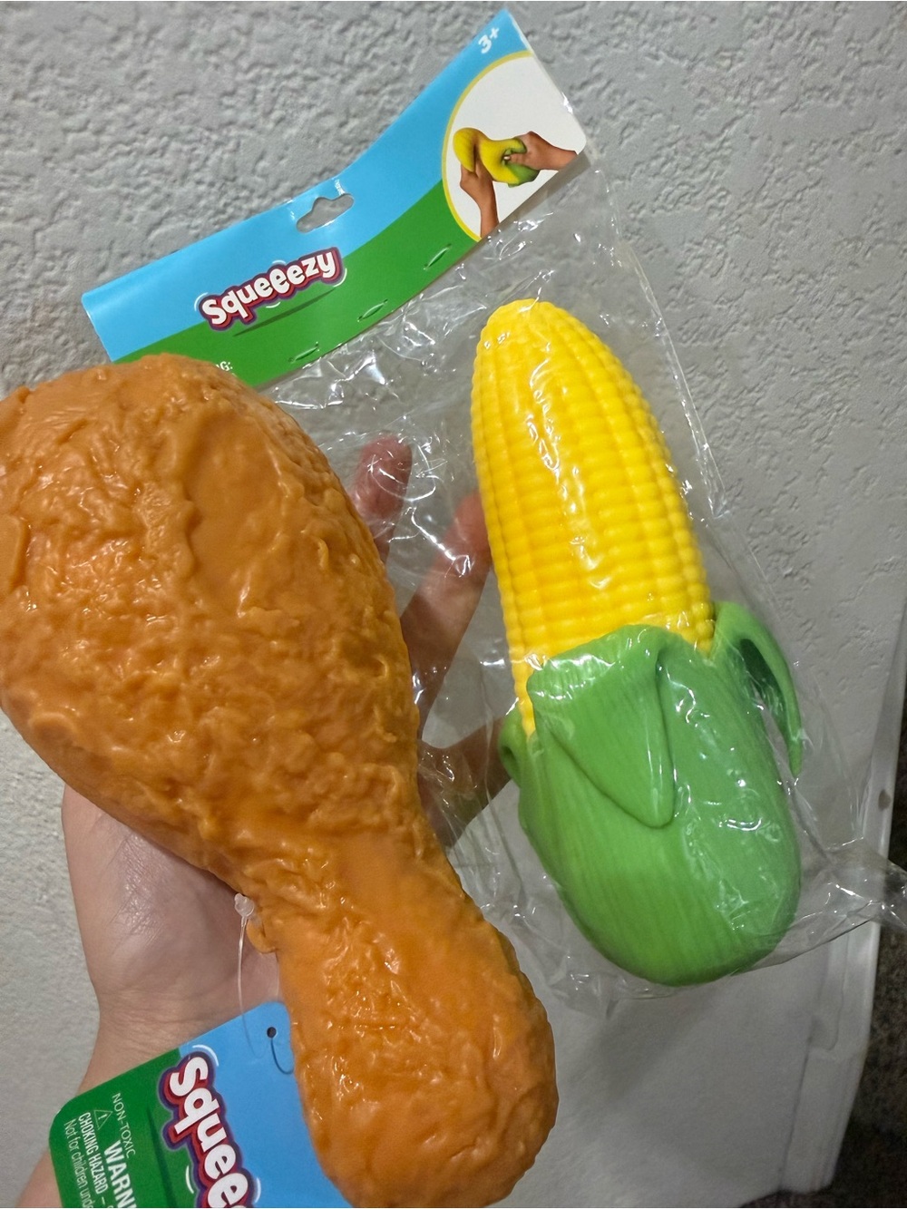 Bundle of 2 Squeezee. Corn & Chicken. TIK-TOK VIRAL Food Themed Squishy. New